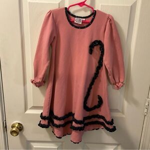 Girls Pink Dress with Black Trim